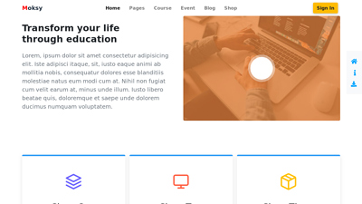 Dave is a visually appealing e-learning template for institutions and businesses, aiding in quick online learning setup with responsive design and multimedia integration, although functional features require further development.